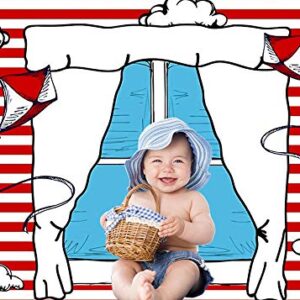 Cartoon Blue Window Backdrops for Photography Kids Birthday Party Background 5x3ft Blue Red Kite Striped Kids Party Backdrop Boys Girls 1st Birthday Decorations Cake Table Banner Photo Booth Props