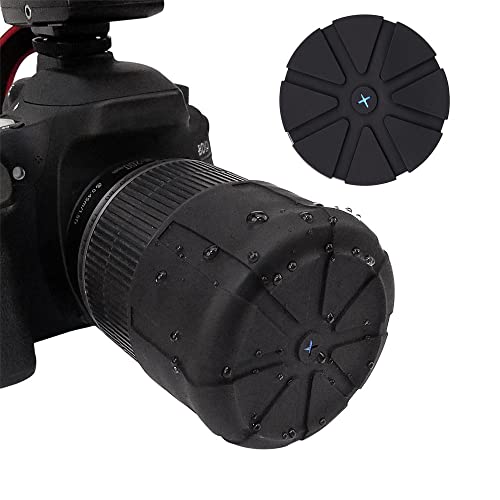 Limnyves 3Pcs Waterproof Silicone Universal Lens Cap Cover for 65-110mm DSLR Camera Lenses, black