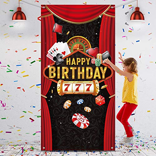 Casino Theme Birthday Party Decorations Casino Door Cover Las Vegas Casino Birthday Party Decorations Casino Night Photograph Casino Las Vegas Party Decoration Supplies, 6 x 3 Feet