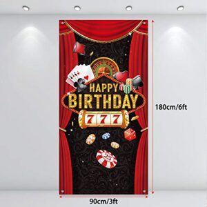 Casino Theme Birthday Party Decorations Casino Door Cover Las Vegas Casino Birthday Party Decorations Casino Night Photograph Casino Las Vegas Party Decoration Supplies, 6 x 3 Feet