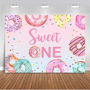 Mocsicka Donut Sweet One 1st Birthday Backdrop Sweet Donut Dessert Happy First Birthday Party Decorations for Girls Colorful Sprinkle Photography Background (7x5ft)