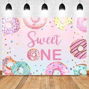 Mocsicka Donut Sweet One 1st Birthday Backdrop Sweet Donut Dessert Happy First Birthday Party Decorations for Girls Colorful Sprinkle Photography Background (7x5ft)