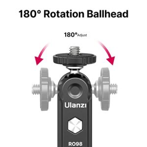 R098 Cold Shoe Monitor Mount 1/4" Rotatable Dual Ballhead Hot Shoe Mount Microphone Fill Light Camera Monitor Swivel Bracket for Sony/Canon/Nikon/Panasonic/Fujifilm