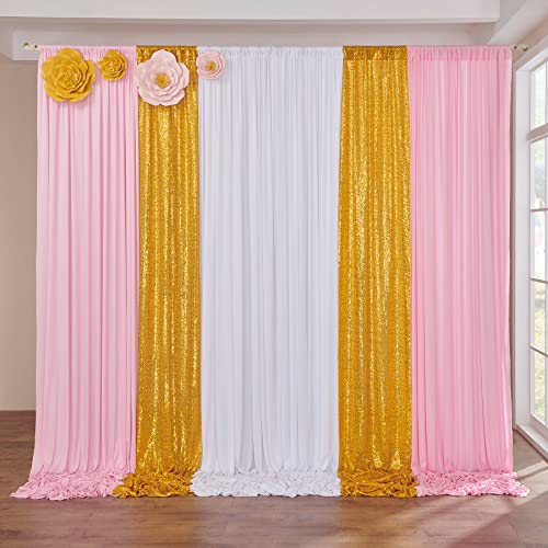 4ft x 10ft Gold Sequin Backdrop Curtain fpr Party, Not See Through Gold Backdrop Drapes for Wedding Party Photography Home Decoration