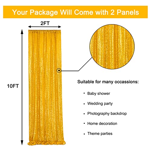 4ft x 10ft Gold Sequin Backdrop Curtain fpr Party, Not See Through Gold Backdrop Drapes for Wedding Party Photography Home Decoration