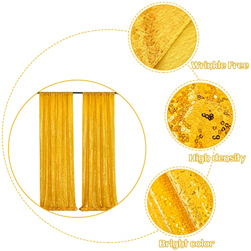 4ft x 10ft Gold Sequin Backdrop Curtain fpr Party, Not See Through Gold Backdrop Drapes for Wedding Party Photography Home Decoration