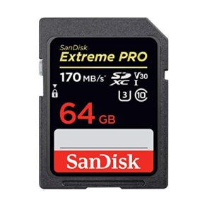 SanDisk 64GB Extreme Pro Memory Card works with Sony Alpha A9, A6000, A5100, A6300, A6500, DSCH300, A5000, A7, A7R II Digital DSLR Camera SDXC 4K V30 UHS-I with Everything But Stromboli Combo Reader