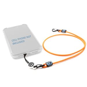 action sports phone anchor – tough outdoors aussie made lanyard & anti-tangle bungie cord leash securely tether your phone procam keys wallet (orange)