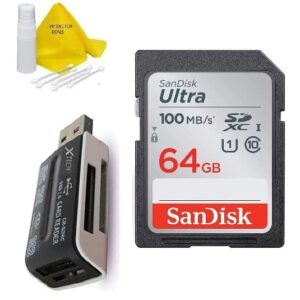 sandisk 64gb ultra class 10 sdxc uhs-i sd memory card for canon eos rebel t8i t7i t7 t6i t6s t6 t5i t5 t3i sl2 sl1 eos 90d 80d 77d 70d eos 9000d 800d 760d 750d dslr camera + accessories