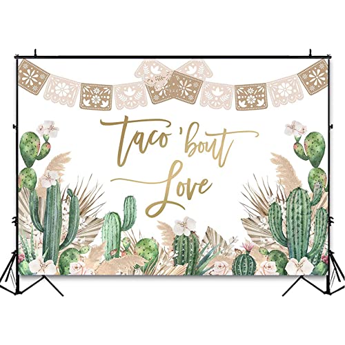 Avezano Taco Bout Love Bridal Shower Backdrop Boho Pampas Grass Bridal Shower Photography Background Fiesta Cactus Mexican Bridal Shower Bachelorette Wedding Party Decoration Photoshoot (7x5ft)