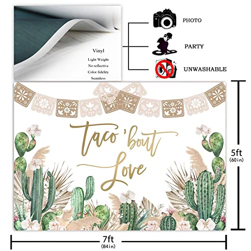 Avezano Taco Bout Love Bridal Shower Backdrop Boho Pampas Grass Bridal Shower Photography Background Fiesta Cactus Mexican Bridal Shower Bachelorette Wedding Party Decoration Photoshoot (7x5ft)