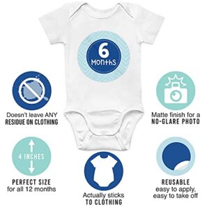 20 Monthly Baby Milestone Stickers Boy - Blue Baby Monthly Milestone Stickers for Baby Boy, Milestone Baby Monthly Stickers, Baby Month Stickers for Baby Photo Props Boy, Monthly Baby Stickers Boy