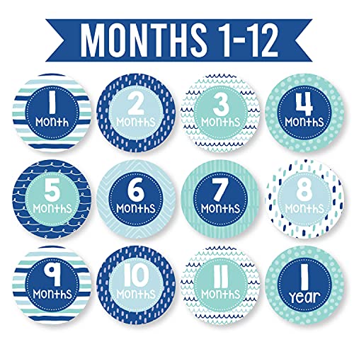 20 Monthly Baby Milestone Stickers Boy - Blue Baby Monthly Milestone Stickers for Baby Boy, Milestone Baby Monthly Stickers, Baby Month Stickers for Baby Photo Props Boy, Monthly Baby Stickers Boy