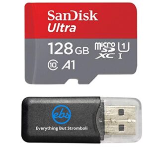 sandisk 128gb ultra micro sdxc memory card works with samsung galaxy tab a 10.5, j3, j4, j7 star, amp prime 3 cell phones uhs-i class 10 100mb/s bundle with everything but stromboli card reader