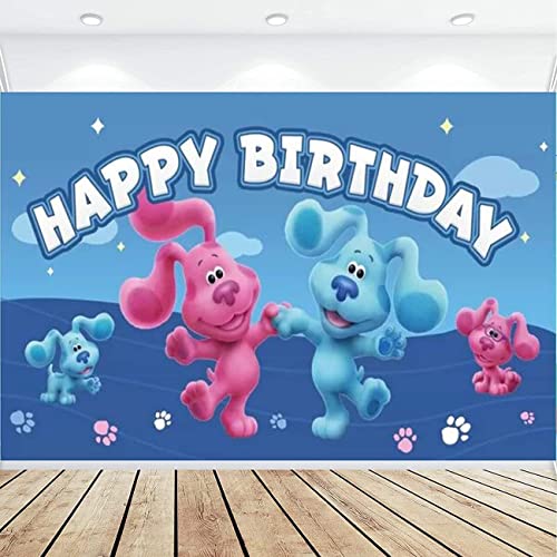 Atvscay Blue Dog Party Banner Blue Dog Photography Party Decorations Background Children's Birthday Party Photo Family Backdrop 6x4ft