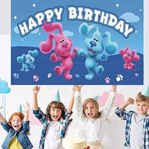 Atvscay Blue Dog Party Banner Blue Dog Photography Party Decorations Background Children's Birthday Party Photo Family Backdrop 6x4ft