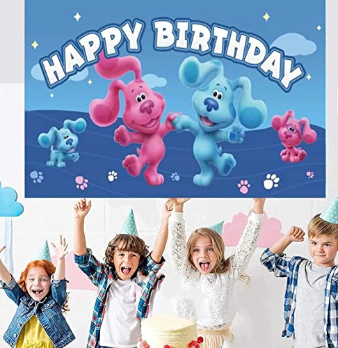 Atvscay Blue Dog Party Banner Blue Dog Photography Party Decorations Background Children's Birthday Party Photo Family Backdrop 6x4ft