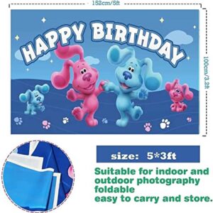 Atvscay Blue Dog Party Banner Blue Dog Photography Party Decorations Background Children's Birthday Party Photo Family Backdrop 6x4ft