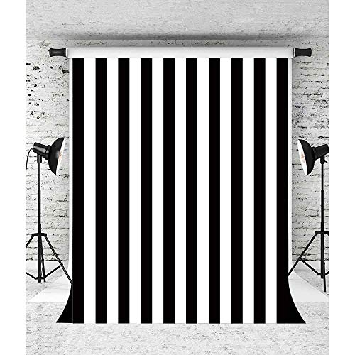 EOALOR EOA 5(W) x7(H) FT Black White Stripes Photography Backdrop Birthday Bday Party Decorations Wedding Bridal Baby Shower Family Photoshot Portrait Studio Props