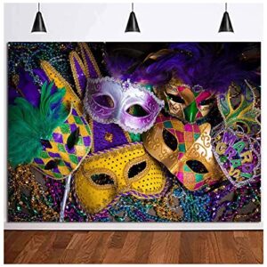 masquerade backdrops purple gold glitter beads mask carnival photography backdrop fiesta mardi gras dance photo background birthday party photo booths props decorations supplies vinyl 8x6ft