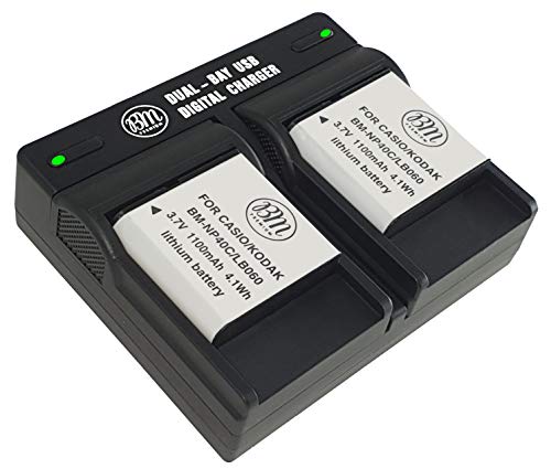 BM Premium 2 Pack of LB-060 Batteries and Dual Bay Battery Charger for Kodak PixPro AZ251, AZ361, AZ362, AZ365, AZ421, AZ501, AZ521, AZ522, AZ525, AZ526 Cameras