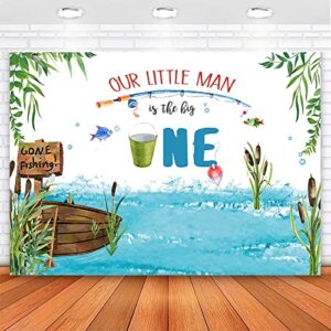 Mocsicka Gone Fishing Birthday Backdrop The Big One Boy Fish 1st Birthday Background Vinyl 7x5ft Fishing First Birthday Party Backdrops Banner Cake Table Decorations