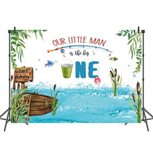 Mocsicka Gone Fishing Birthday Backdrop The Big One Boy Fish 1st Birthday Background Vinyl 7x5ft Fishing First Birthday Party Backdrops Banner Cake Table Decorations