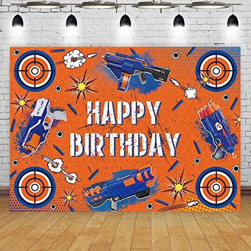 Maijoeyy 7x5ft Dart War Nerf Happy Birthday Backdrop Nerf Party Supplies Nerf Party Decorations Banner