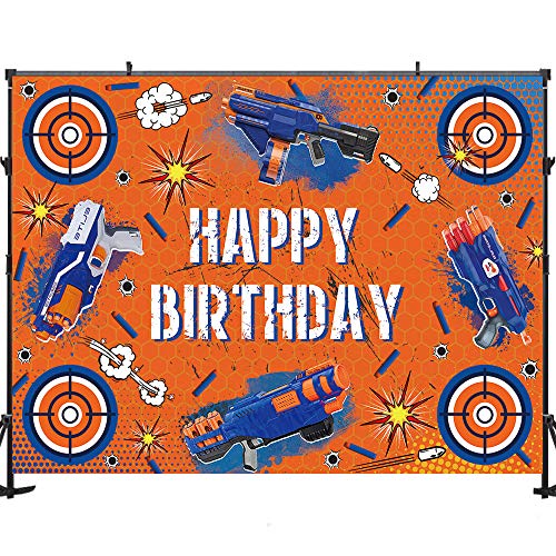 Maijoeyy 7x5ft Dart War Nerf Happy Birthday Backdrop Nerf Party Supplies Nerf Party Decorations Banner