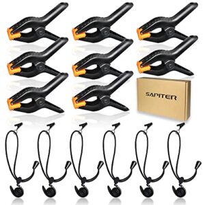 sapiter backdrop clips clamps – 8 heavy duty spring clamps, 6 background clips holder for photography backdrop support stand, photo video studio shooting