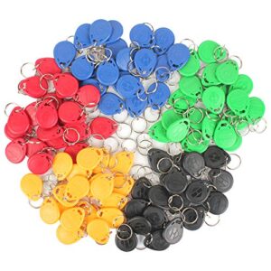 eau 100 pcs of 125khz rfid key fobs, 5 colors of proximity id card token tag keypad card for door entry access control system for security lock wholesale, read only