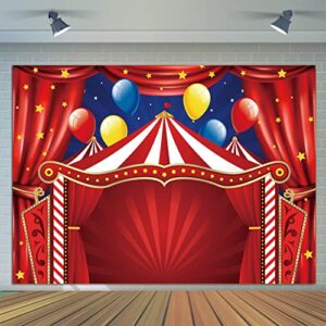 Red Circus Carnival Backdrop Curtain Stars Photo Background 7x5ft Newborn Baby Shower Banner Supplies for Children Big Top Circus Themed Birthday Party Photography