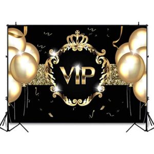 Avezano VIP Party Backdrops for Birthday Photoshoot 7x5ft Golden Balloon Black Gold Theme Photography Background Red Carpet VIP Photo Booth Backdrop for Parties