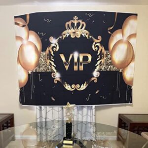 Avezano VIP Party Backdrops for Birthday Photoshoot 7x5ft Golden Balloon Black Gold Theme Photography Background Red Carpet VIP Photo Booth Backdrop for Parties