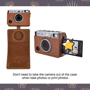 MUZIRI KINOKOO Instax Mini EVO Case for Fujifilm Instax Mini EVO/Polaroid Mini EVO Camera with Adjustable Shoulder Strap in Brown Lychee Texture Horizonal Style