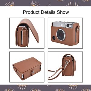 MUZIRI KINOKOO Instax Mini EVO Case for Fujifilm Instax Mini EVO/Polaroid Mini EVO Camera with Adjustable Shoulder Strap in Brown Lychee Texture Horizonal Style