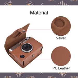 MUZIRI KINOKOO Instax Mini EVO Case for Fujifilm Instax Mini EVO/Polaroid Mini EVO Camera with Adjustable Shoulder Strap in Brown Lychee Texture Horizonal Style