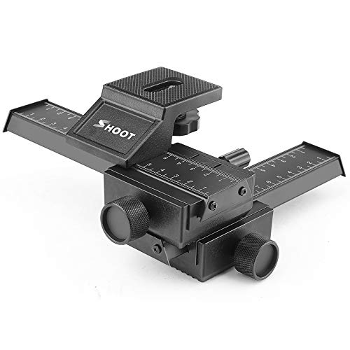 SHOOT Aluminum Pro 4-Way Macro Focusing Rail Slider /Close-up Shooting Photography for Canon Nikon Sony Pentax Olympus Samsung Other Digital SLR Camera and DC with 1/4" Screw Hole