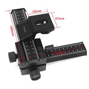 SHOOT Aluminum Pro 4-Way Macro Focusing Rail Slider /Close-up Shooting Photography for Canon Nikon Sony Pentax Olympus Samsung Other Digital SLR Camera and DC with 1/4" Screw Hole