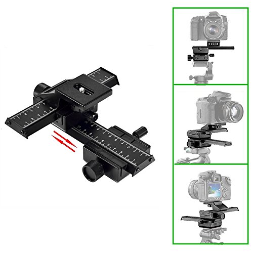 SHOOT Aluminum Pro 4-Way Macro Focusing Rail Slider /Close-up Shooting Photography for Canon Nikon Sony Pentax Olympus Samsung Other Digital SLR Camera and DC with 1/4" Screw Hole
