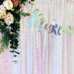 Sequin Backdrop Curtains Iridescent White Curtain for Wedding Backdrop 2 Packs 2ftx8ft Shimmer Wall Iridescent Birthday Backdrop Glitter Curtains