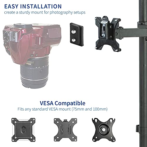 VIVO Universal VESA Adapter Bracket Kit for DSLR Cameras/Camcorders, 1/4 inch Mount, Photo and Video Shooting, Attaches to Monitor Stands for Overhead Placement, 75x75mm and 100x100mm, MOUNT-V00CAM