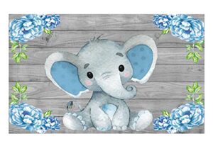 allenjoy rustic grey wood elephant backdrop supplies for baby shower blue floral it’s a boy newborn kids birthday party decorations studio cake smash candy dessert photography banners props
