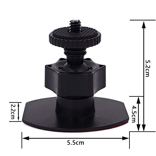 iSaddle CH01B 1/4" Thread Camera Mount Mini Double-Sided Adhesive in Dash Cam Mount Holder - Universal Tripod Permanent Holder Fits Sony/Ricoh/HP/GoPro/Oculus (M4 M6 Screw Join Ball Included)