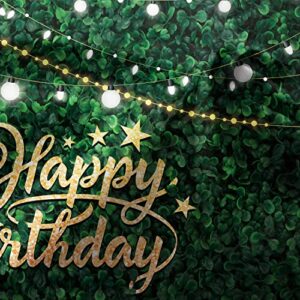 Omifly Green Grass Happy Birthday Backdrop for Women 7x5ft Safari Rustic Photography Wall Spring Greenery Leaves Newborn Olive Green Background Decorations Photo Booth Studio Props Banner Supplies