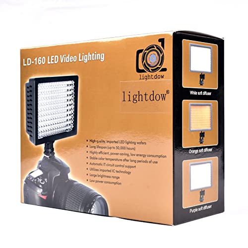 Lightdow LD-160 Ultra High Power Dimmable 160 LED Bulb Video Light for Canon Nikon Sony DSLR Camera