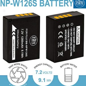 BM Premium 2 Pack of NP-W126S High Capacity Battery for Fujifilm FinePix X-S10, X-T100, XT-200 X-100F X-100V X-A7 X-H1 X-T10 X-T20 X-T30 X-A2 X-A3 X-A5 X-A10 X-E1 X-E2 X-E2S X-E3 X-T1 X-T2 X-T3 Camera