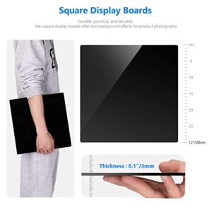 NEEWER 12"×12"/30×30cm Photography Acrylic Display Boards, Non Reflective and Reflective Black and White Square Photography Background Boards for Product Table Top Photography Shooting