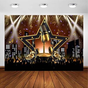 avezano karaoke party backdrop star vacation party decorations photography background night show microphone karaoke theme photography photo booth background (7x5ft)