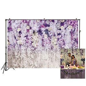 2.2x1.5m Photography Backdrops Purple Flowers Curtain Wedding Backdrop Bridal Shower Spiral Decorations Floral 3D Backdrop Table Dessert Decor Photoshooting Background XT-6708